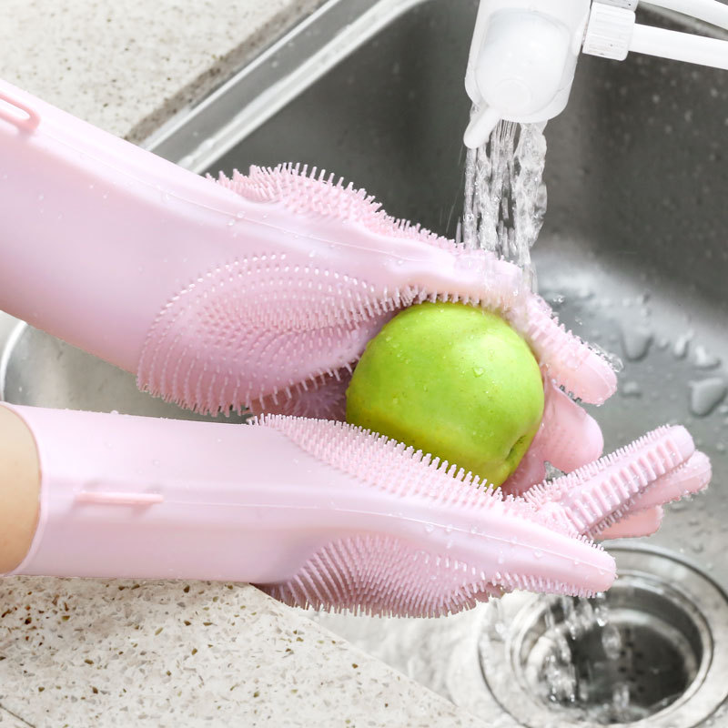 Лидер продаж D201Hot портативные кухонные аксессуары Волшебная силиконовая Двусторонняя варежка для мытья посуды варежка для работ по дому