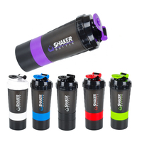 Bouteille shaker fitness 17oz/500ml sans BPA avec masse de lactosérum et stockage bouteille de potion de sport en cours d'exécution bouteille d'eau en plastique