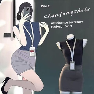 Conjunto de Lencería Sexy de Secretaria, Uniforme OL, Puro Deseo, Pasión en el Dormitorio, Sin Desprenderse, Tallas Grandes, Poliéster Dobby, ODM - Product Image 4