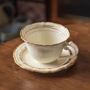 Retro Style Ceramic Coffee <b>Cup</b> And Saucer <b>Set</b> Round Two Piece With Handle For Afternoon <b>Tea</b> - Product Image 3