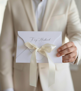 To My Future Wife / Husband Card | <strong>Wedding</strong> Day Letter Card | Handmade Scalloped Envelope with Ivory Satin Bow | <strong>Wedding</strong> <strong>Keepsake</strong> - Product Image 1