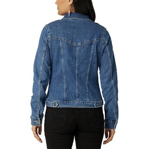 Chaqueta Vaquera de Mezclilla Elástica Personalizada al por Mayor para Mujer, Chaqueta de Mezclilla Azul de Algodón para Invierno, Tops de Mezclilla Lisos para Mujer - Product Image 2