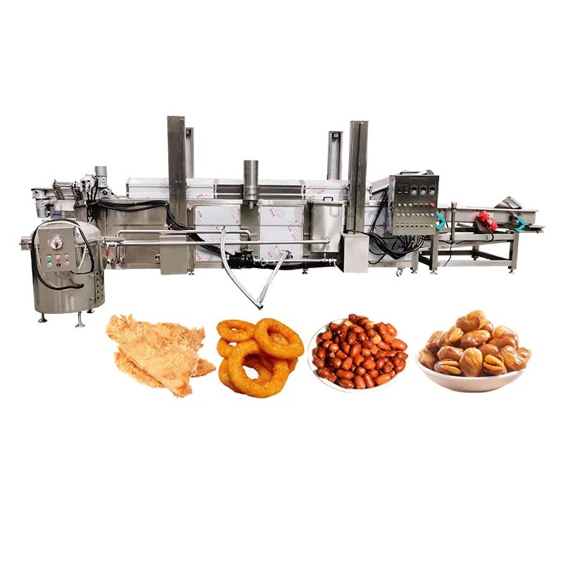 Yazhong Gaz et Électrique Automatique Snack Pellet Friture Machine Convoyeur à Bande Continue Friteuse