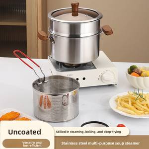 Olla freidora de acero inoxidable con cesta, tapa de <span class=keywords><strong>pequeña</strong></span> capacidad, multiusos para cocinar alitas de pollo, mariscos y verduras - Product Image 1