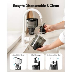 Extractor de jugos en frío Euhome con boca ancha de 5.8 pulgadas, extractor de jugos lento para frutas y verduras enteras, 100W, carcasa metálica eléctrica. - Product Image 3
