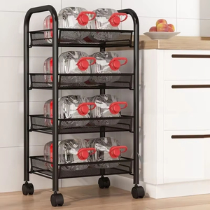 4/5 Tier <b>Bedroom</b> Bedside Storage <b>Shelf</b> Multi-Storey Organizer Carbon Steel Trolley Shelving Floor-To-Ceiling Mobile Snack - Product Image 4