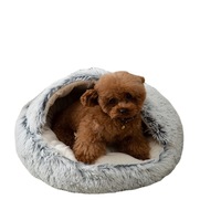 Lit pour chat en fausse fourrure personnalisé, écologique, moelleux, luxueux, lavable, lit-caverne pour chiens et chats