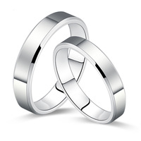 Bague de couple en argent sterling 925 bijoux bord bague visage lisse bague réglable