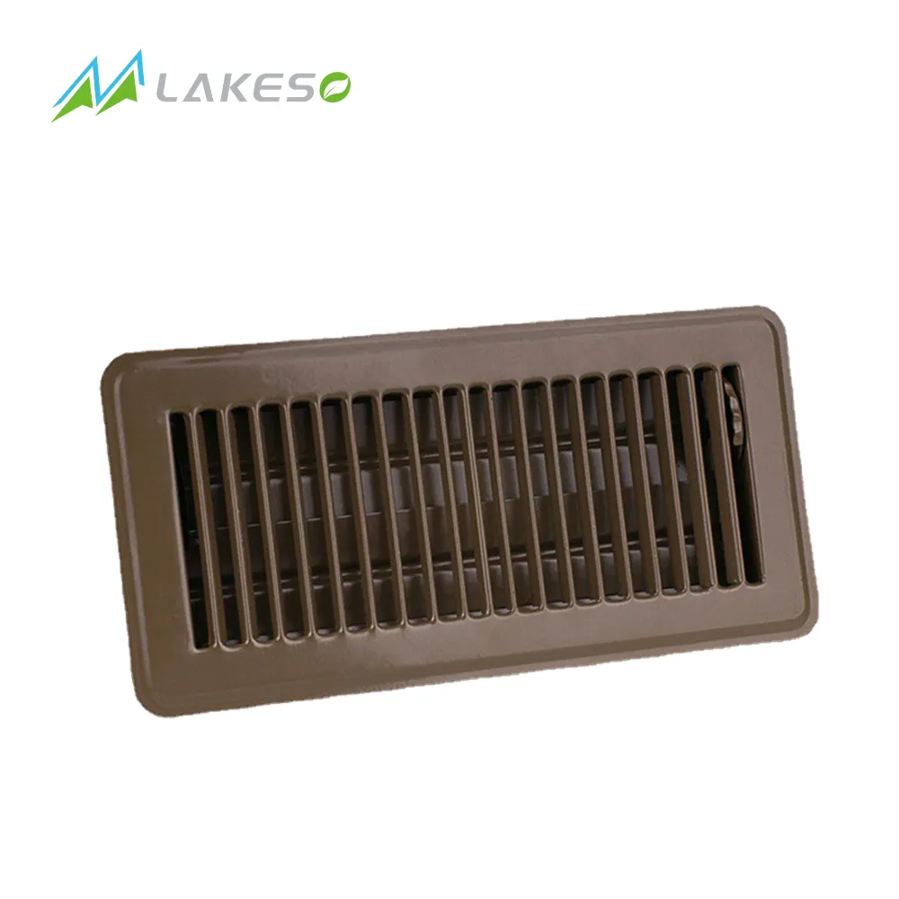 Lakeso OEM ODM Hvac 4*10 Piso interior Rejilla de registro de aire Rejilla de ventilación de metal Registros de ventilación de aire de metal