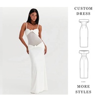 Robe longue blanche personnalisée pour femme, à fines bretelles, avec nœud torsadé, en maille transparente, moulante, pour mariée ou soirée, fabriquée en Chine, faible MOQ