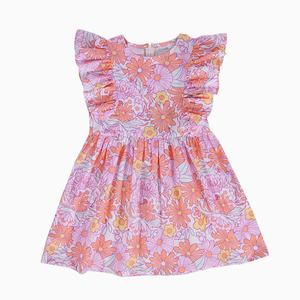 Vestido Midi con Estampado Floral Personalizado para Niñas, Vestido Hawaiano con Volantes de Rayón Prelavado - Product Image 4