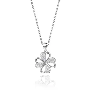 Fashion High Quality Jewelry S925 Sterling Silver Clover Pendant Lucky Necklaces Korean design necklace for women