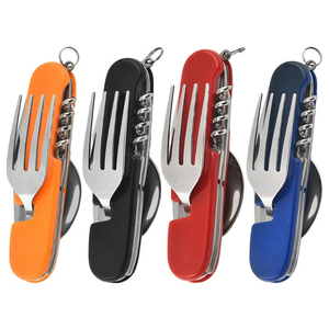 6-in-1 multi-functional camping set fork knife spoon double-layer folding tableware portable versatile camping gadget - Product Image 5