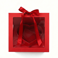 Boîte cadeau transparente en forme de cœur de luxe pour fleurs, anniversaire, fête des mères, emballage romantique pour cadeau floral avec ruban