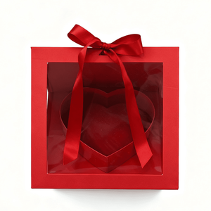 Caja de regalo de flores transparente en forma de corazón de lujo cumpleaños aniversario Día de la madre regalo Floral romántico embalaje con cinta - Product Image 1