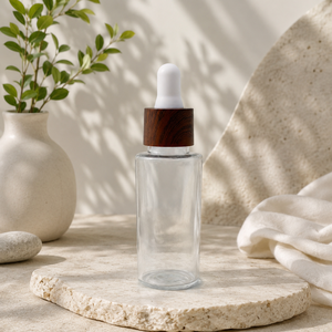 Botella de 30 ml de PET con Gotero para Aceites Esenciales, Base Cónica de Hombro Ancho, Envase Cosmético con Tapa de Gotero con Diseño de Madera, OEM y ODM - Product Image 3
