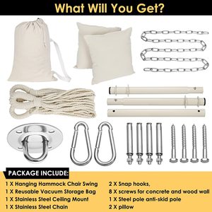 हैममॉक चेयर फांसी की रस्सी से खिसकती है और जेब कपास लटकी कुर्सी, बगीचे के लिए स्विंग - Product Image 4