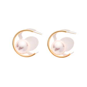 Pendientes de Perlas Chapados en Oro, Acero Inoxidable 316L, Diseño de Aro Resistente y Sostenible - Product Image 2