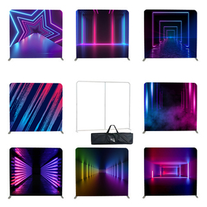 Soporte <span class=keywords><strong>de</strong></span> tela tensada plegable y portátil <span class=keywords><strong>de</strong></span> diseño personalizado con cubierta <span class=keywords><strong>de</strong></span> aluminio para telón <span class=keywords><strong>de</strong></span> fondo, para fiestas, cabinas <span class=keywords><strong>de</strong></span> fotos, eventos y pancartas <span class=keywords><strong>de</strong></span> pared - Product Image 2