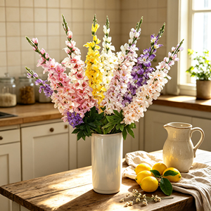 Fleur artificielle en soie Delphinium Larkspur réaliste, haute, souple et légère, pour bouquet, vase, décoration de cottage, <span class=keywords><strong>anniversaire</strong></span>, mariage - Product Image 2