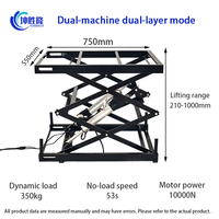 Plateforme élévatrice électrique KUNSHENGLONG KSL-750-DD 750x550mm à double moteur et double plateau, avec vérin à ciseaux et support de poussée, capacité 350kg