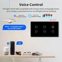 Panneau d'interrupteurs muraux WiFi intelligent avec contrôle 6 voies et interrupteur principal pour installations électriques internationales