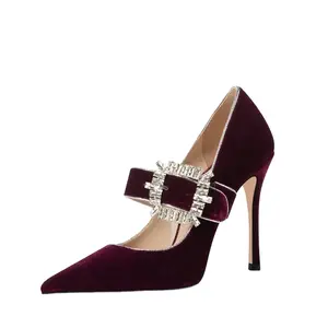 velvet shoes for women sexy women diamonds buckle brand t new fashion shoes 2022 fashion dress shoes for women