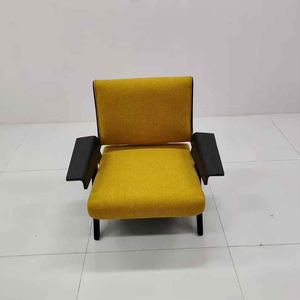 <span class=keywords><strong>Chaise</strong></span> de canapé rembourrée moderne à rayures avec cadre en bois et accoudoirs, confort élégant pour le salon, le bureau et l'hospitalité - Product Image 5