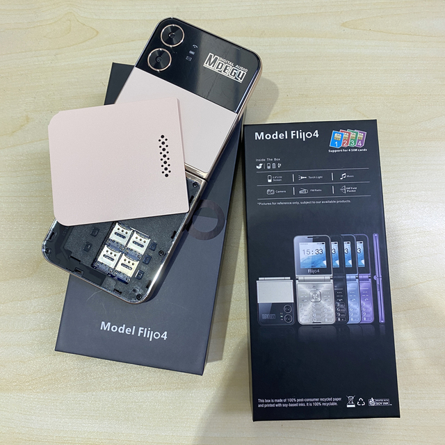 2024 New Product 4SIM Flip 4 Folding Phone GSM 2.55 Inch Colorful Screen Feature Phone FM Keypad Cellphone
