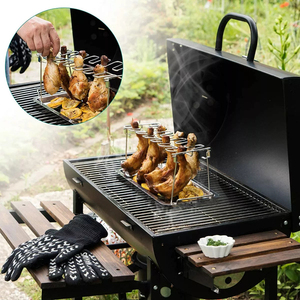 <span class=keywords><strong>Baquetas</strong></span> <span class=keywords><strong>de</strong></span> acero inoxidable para barbacoa, accesorios para asar pollo, alas, patas, 14 ranuras - Product Image 5
