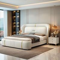 Modernes Soft-Stauraumbett mit Premium-Lederpolsterung Queen/King Size E0-Zertifiziert JUNYUHAO Direktvertrieb ab Werk