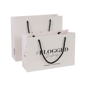 Sac cadeau en papier d'emballage de luxe personnalisé de style européen avec logo imprimé à l'écran et poignées en ruban - Product Image 5