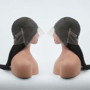 Perruque en cheveux humains brésiliens Remy sans colle, lisse et soyeux, avec cheveux de bébé, transparente, pour femmes noires, vente en gros HD 360 Full - Product Image 2