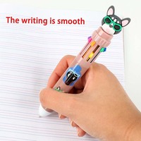 O&Q Offre Spéciale Stylos Bille Fantaisie en Plastique Tendance Kawaii Motif Chien de Dessin Animé 0,7 mm 10 Couleurs Encre Gel pour Bureau