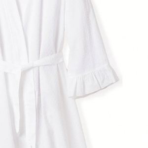 Camisón de manga larga para mujer europea y americana, Camisón de algodón crepé con borde con volantes a la moda, Falda corta - Product Image 1