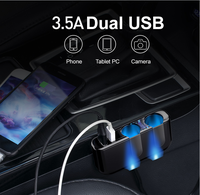 Prise allume-cigare de voiture 3A personnalisable multifonction 2 ports USB et 2 prises chargeur noir universel 12-24V chargeur de voiture