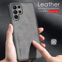 Coque Pare-Chocs Anti-Choc de Luxe en Cuir PU pour Téléphones Portables Samsung S25 S24 Ultra S23 S22 Plus
