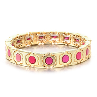 Bracelet extensible bohème géométrique fait main pour femme, perles émaillées, plaqué or arc-en-ciel, en alliage de zinc, idéal pour un anniversaire