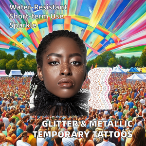 OEM ODM Tatouages temporaires étanches à paillettes pour filles Autocollants de <span class=keywords><strong>tatouage</strong></span> en or et métal pour femmes - Product Image 3