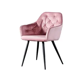 2022 새로운 디자인 소프트 백 및 좌석 현대 벨벳 거실 의자 럭셔리 체스터 필드 식사 의자