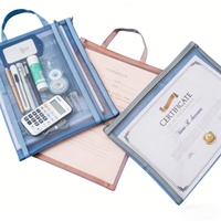 Sac de rangement unisexe en maille transparente double couche pour documents, idéal pour les examens des étudiants, avec fermeture éclair, pour le bureau et l'archivage