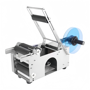 Machine d'étiquetage adhésif semi-automatique de bureau manuelle pour bouteilles rondes en verre et en plastique de taille moyenne et petite - Product Image 2