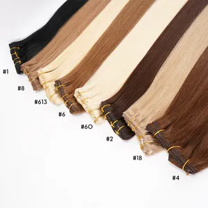 Klip asli rambut manusia 100% remy rambut virgin mentah alami panjang lurus klip dalam ekstensi rambut
