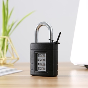Heavy Duty <strong>4</strong> Digit <strong>Combination</strong> <strong>Lock</strong> Zinc Alloy Padlock for Indoor and Outdoor Waterproof <strong>Combination</strong> <strong>Lock</strong> Black - Product Image 2