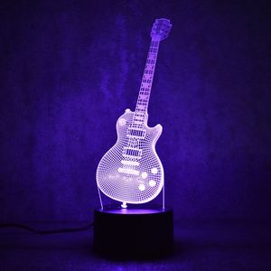 3D发光二极管视觉七彩u盘Giftara婴儿睡眠夜灯时尚音乐吉他灯装饰礼品 - Product Image 5