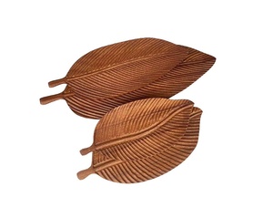 Wholesale Solid Acacia Wooden Serving Organizer Shaped Walnut <strong>Wood</strong> Food <strong>Plate</strong> with Leaves for Fruits Storage Dishes &amp; <strong>Plates</strong> - Product Image 1