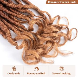 Mới đến 18in pháp Curl locs Crochet tóc Pre looped mềm locs xoăn kết thúc sóng locs Ombre màu Crochet phần mở rộng tóc - Product Image 5