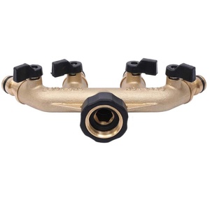 4 Way Solid Brass Tap Garden Hose Splitter Outdoor Utility Hose <b>Connector</b> With Individual On/Off Valves and <b>Quick</b> Connectors - Product Image 4