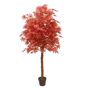 Venta al por mayor de la fábrica hermoso artificial hojas de otoño árbol 200cm artificial árbol de arce rojo para la decoración