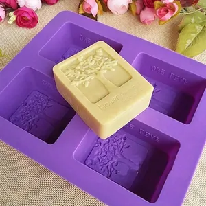 DIY自制4腔快乐树硅胶椭圆形肥皂模具和肥皂制作模具moules en硅胶倒味